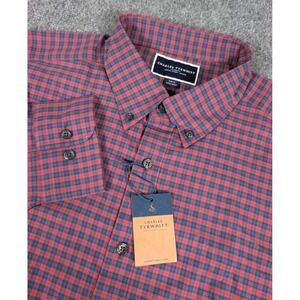 Charles Tyrwhitt Long Sleeve Button Down Shirt Mens XL Slim Red Check Cotton NWT